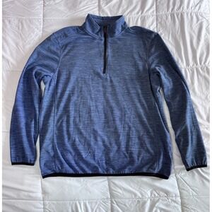 Avalanche Men's Quarter Zip Top Pullover Sweater 1/4 Zip Shirt Blue Size Large